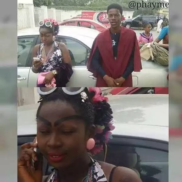 Is This The New Style? See the Strange Makeup a Lady was Caught Wearing at UNILAG Matriculation (Photo)